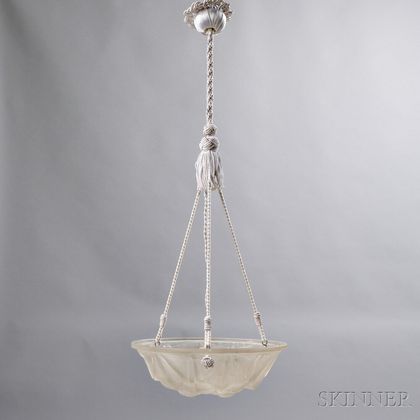 Art Deco Hanging Light Fixture in the Style of Degue 