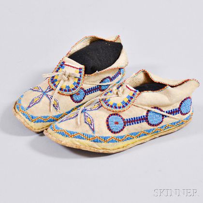 Apache Beaded Hide Youth's Moccasins