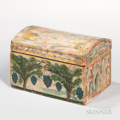 Paint-decorated Poplar and Pine Dome-top Box