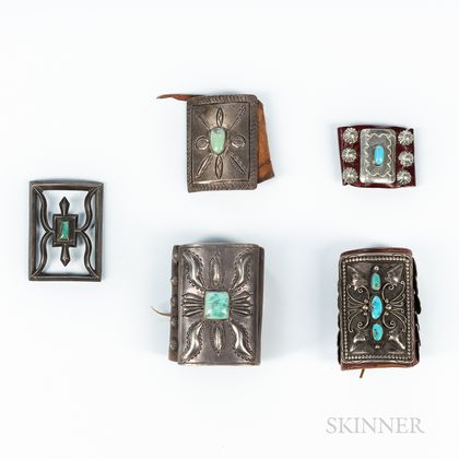 Five Navajo Silver and Turquoise Ketoh