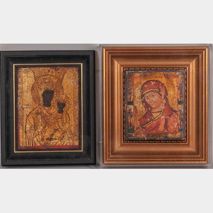 Two Eastern European Icons Depicting the Virgin Mary