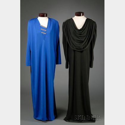 Two Oscar de la Renta for Swirl Rhinestone Embellished Gowns