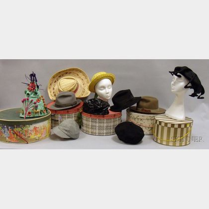 Ten Assorted Vintage Hats and Hat Boxes