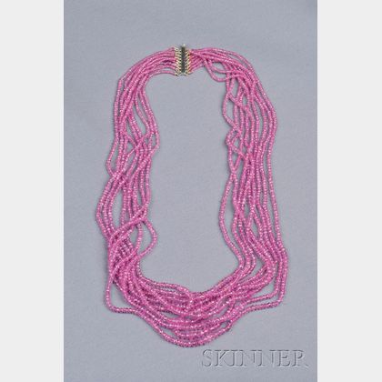 Multi-strand 18kt Gold and Pink Sapphire Necklace