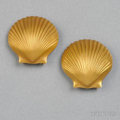 Pair of 14kt Gold Dress Clips, Tiffany & Co.