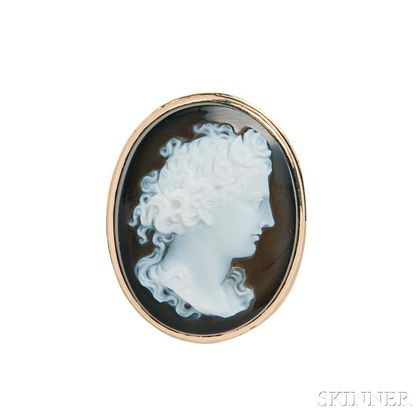 Antique 14kt Gold and Onyx Cameo Ring