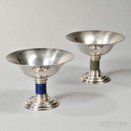 Two French Art Deco Silver-plate Compotes