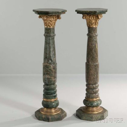 Pair of Continental Faux Marble Pedestals