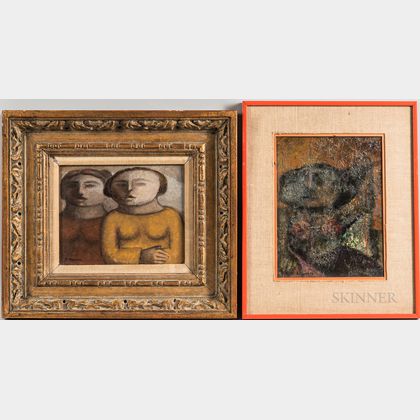 Arnaldo Miccoli (Italian/American, b. 1938) Two Framed Paintings: Seated Female