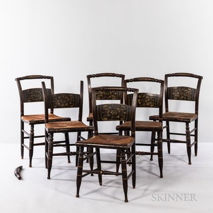 Twelve Fancy Painted "Hitchcock" Side Chairs
