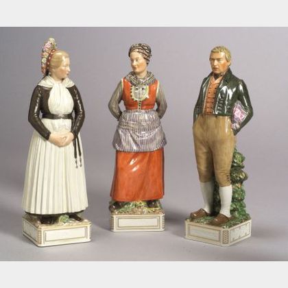 Three Royal Copenhagen Porcelain Figures of Townspeople