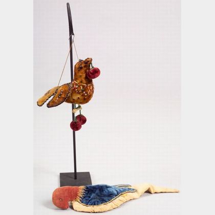 Two Textile Bird Figures
