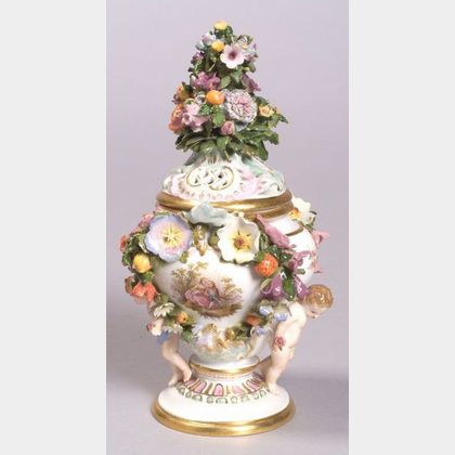 Meissen Porcelain Potpourri Vase and Cover
