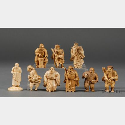Nine Small Ivory Carvings