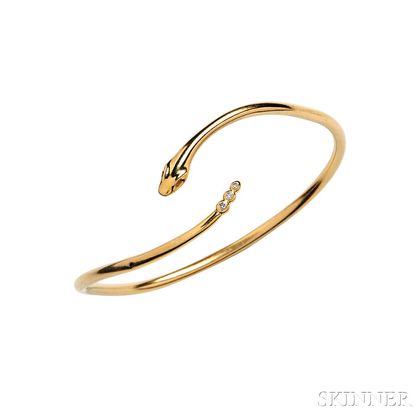 18kt Gold and Diamond Snake Bracelet, Elsa Peretti, Tiffany & Co.