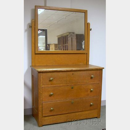 Late Victorian Oak Mirrored Dresser