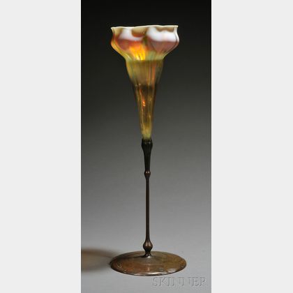 Floriform Glass Vase in Tiffany Glass and Decorating Co. Mount