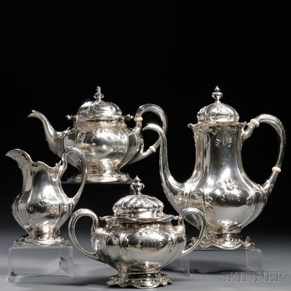 Four-piece Gorham Martele .9584 Silver Tea and Coffee Service