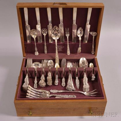 Whiting Mfg. Co. "Pompadour" Sterling Silver Partial Flatware Service