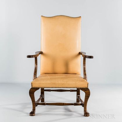 Late 18th Century-style Tiger Maple Lolling Chair