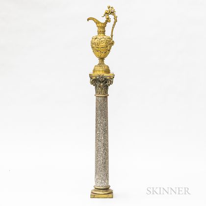 Neoclassical-style Marble and Bronze Pedestal and Figural Ewer