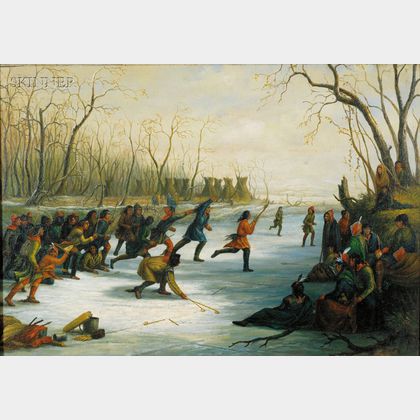 Attributed to Seth Eastman (American, 1808-1875) Ball Play of the Sioux on the St. Peters River in Winter