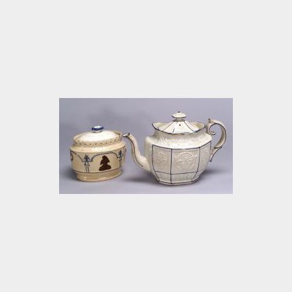 Pearlware Teapot and Covered Sugar