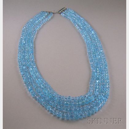 Multi-strand Blue Topaz Bead Necklace