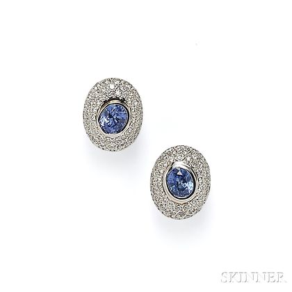 Sapphire and Diamond Earclips, Angela Cummings