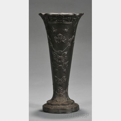 Wedgwood Black Basalt Trumpet Vase
