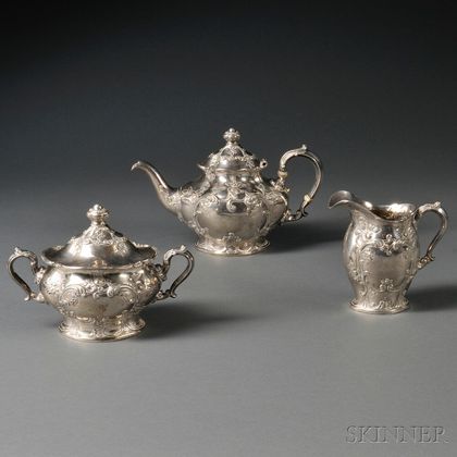 Three-piece Gorham Sterling Silver Tea Service