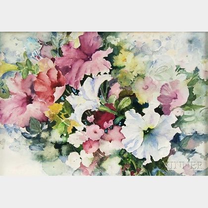 Anne Martinez (American, 20th/21st Century) Floral Watercolor.