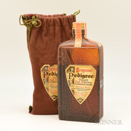 Seagrams Pedigree Straight Rye Whiskey 8 Years Old 1929, 1 pint bottle 