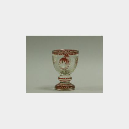 Bohemian Etched Ruby Flash Glass Goblet. 