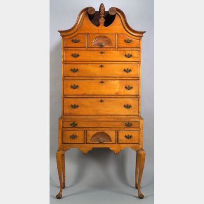 Queen Anne Maple Carved High Chest