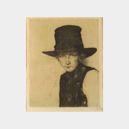 Lot of Three Portrait Etchings: William Auerbach-Levy (American, 1889-1964),Profile of a Man