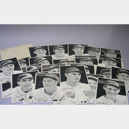 Set of Twenty-three Autographed 1942 Boston Red Sox Player Photographs