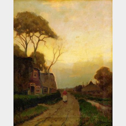 Walter C. Hartson (American, 1866-1946) On the Village Road at Dusk