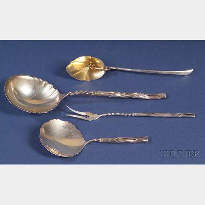 Set of Four Aesthetic Movement Sterling Flatware Items