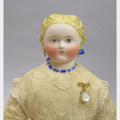 Blonde Tinted Parian Shoulder Head Doll