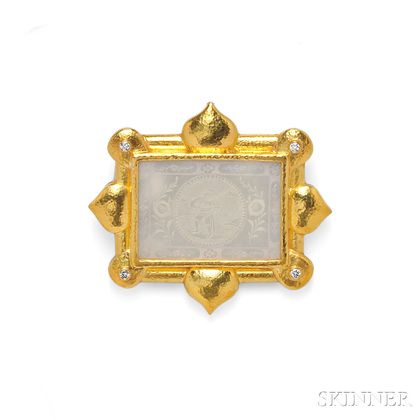 18kt Gold and Mother-of-pearl Pendant/Brooch, Elizabeth Locke