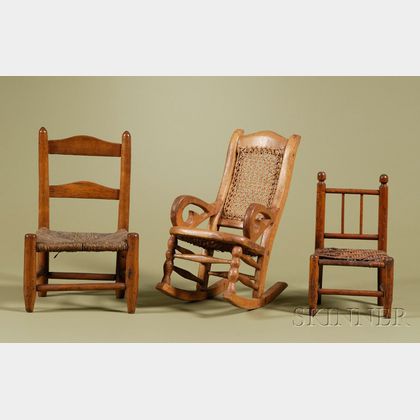 Three American Country Doll Chairs