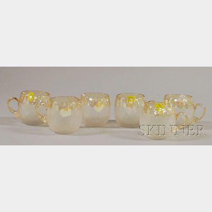 Set of Six Pomona Art Glass Punch Cups. 