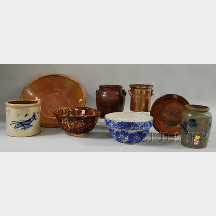 Eight Pieces of Decorated and Glazed Domestic Ware