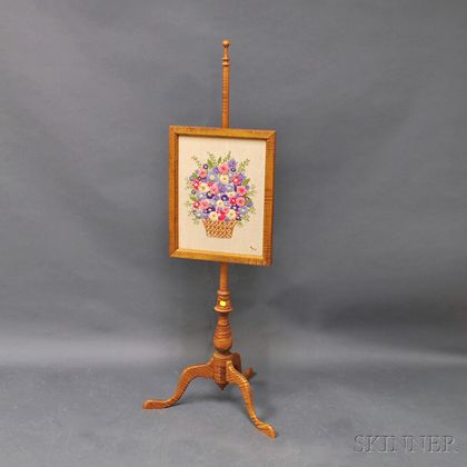Queen Anne-style Tiger Maple Fire Screen