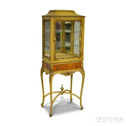 Louis XV-style Carved and Painted Vitrine