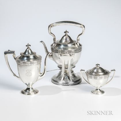 Three Pieces of a Whiting Sterling Silver Coffee Service