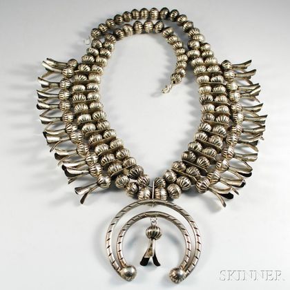 Contemporary Silver Squash Blossom Necklace