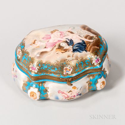 Metal-mounted Porcelain Box and Cover