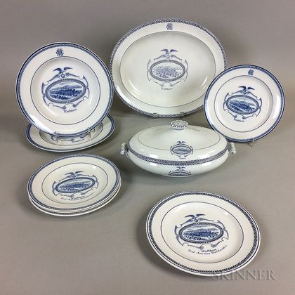 Set of Nine Wedgwood Waltham Commemorative Ceramic Tableware Items